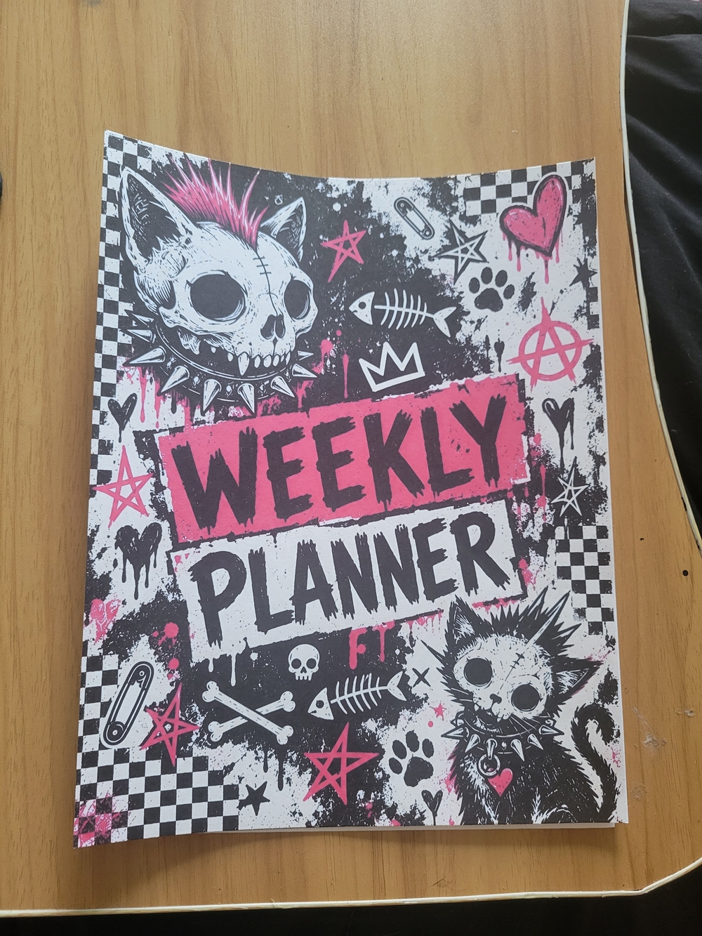 Hand Crafted Pink & Black Punk Weekly Planner